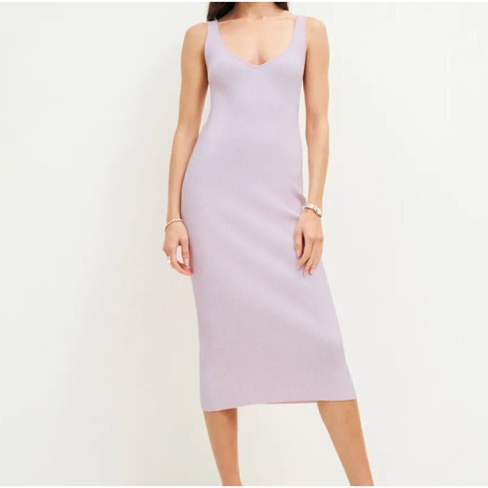 Reformation Heron Tank Cotton Sweater Dress Foxglove Pink Size M